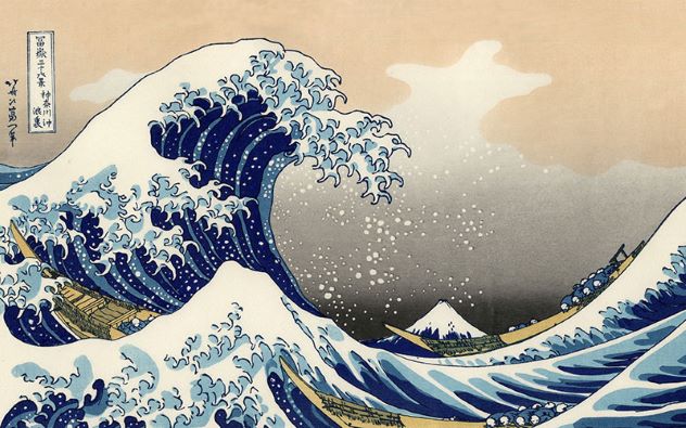 7. موج عظیم کاناگاوا (The Great Wave off Kanagawa). کاتسوشیکاهوکوسائی
